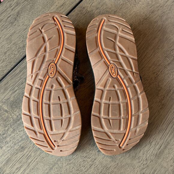 Chaco Womens 8 Creed Golden Gray Orange Sandals Double Straps - Picture 6 of 6